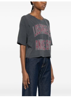anine bing top womanjohnny cropped tee - a0811739wbl1 washed black