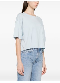 anine bing top womanjohnny cropped tee framed monogram - a0812102bel41 light blue