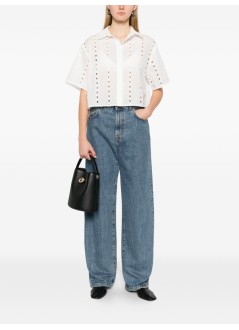 anine bing top mujer lincoln shirt - a0711818wti26 white