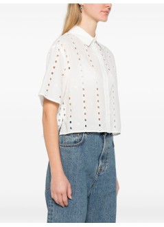 anine bing top mujer lincoln shirt - a0711818wti26 white
