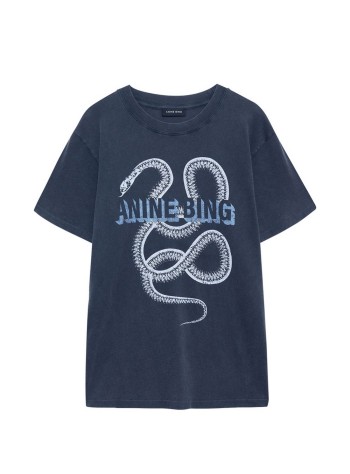 anine bing top mujer lili tee snake - a0811885wbl1 washed black