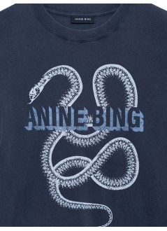 anine bing top mujer lili tee snake - a0811885wbl1 washed black