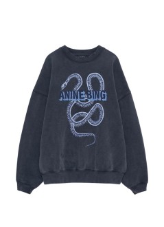 anine bing sweater womanharvey crew sweatshirt snake - a0812060wbl1 washed black