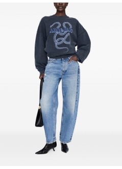 anine bing sweater womanharvey crew sweatshirt snake - a0812060wbl1 washed black