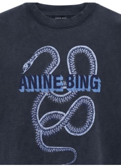 anine bing sweater womanharvey crew sweatshirt snake - a0812060wbl1 washed black