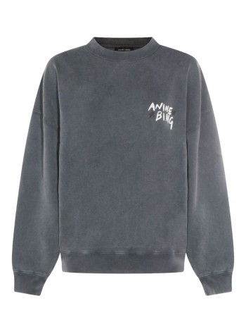 anine bing sudadera mujer miles sweatshirt empowerment - a0812055wbl1 washed black