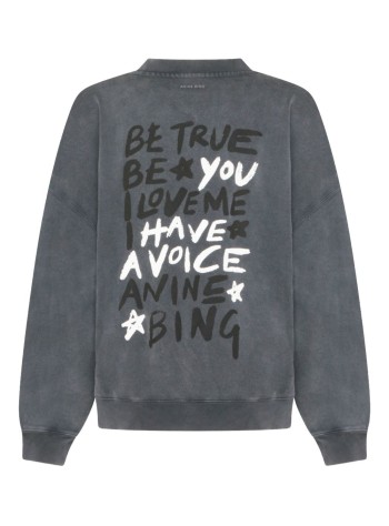 anine bing sudadera mujer miles sweatshirt empowerment - a0812055wbl1 washed black 2