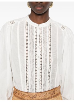 farm rio blusa mujer off-white blouse long sleeve - 347737 l0025