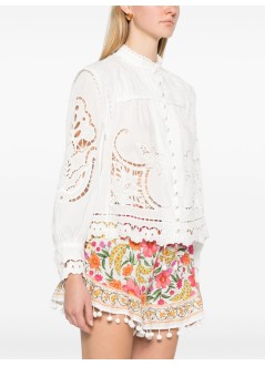 farm rio blusa mujer off-white richilieu blouse - 351181 l0025