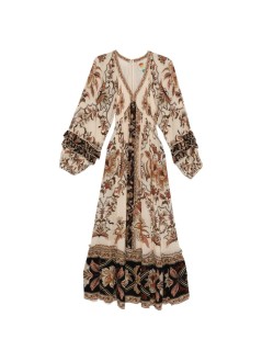 farm rio dress womanmajestic garden sand maxi dress - 344140 26069