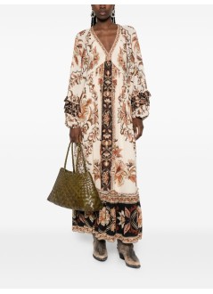 farm rio dress womanmajestic garden sand maxi dress - 344140 26069