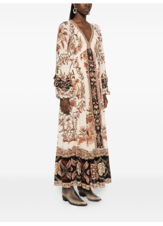 farm rio dress womanmajestic garden sand maxi dress - 344140 26069