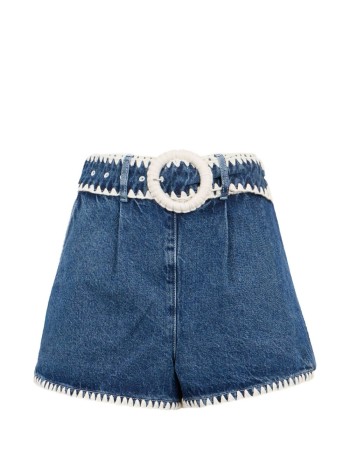 farm rio short pant womancrochet detail denim shorts - 352922 l0034