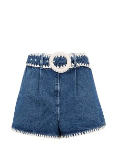 farm rio pantalon corto mujer crochet detail denim shorts - 352922 l0034