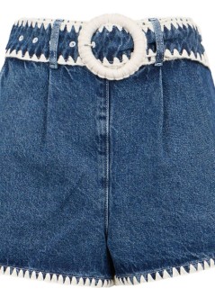 farm rio pantalon corto mujer crochet detail denim shorts - 352922 l0034