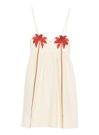 farm rio dress womancoconut tree embroidered mini dress - 344173 l0029