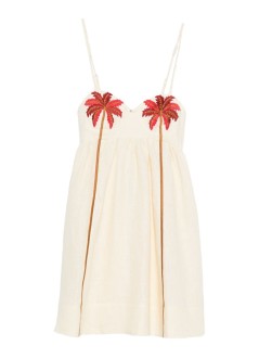 farm rio vestido mujer coconut tree embroidered mini dress - 344173 l0029