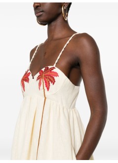 farm rio vestido mujer coconut tree embroidered mini dress - 344173 l0029