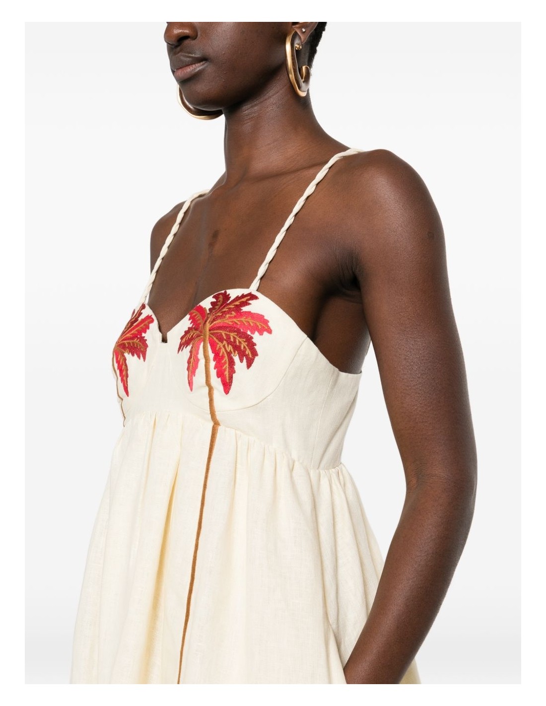 farm rio vestido mujer coconut tree embroidered mini dress - 344173 ...