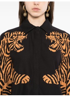 farm rio shirt womanblack tiger long sleeve shirt - 345468 26017