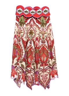 farm rio falda mujer odara red scallops midi skirt - 344016 26078