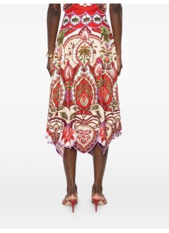 farm rio falda mujer odara red scallops midi skirt - 344016 26078