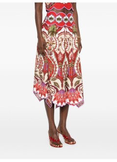 farm rio falda mujer odara red scallops midi skirt - 344016 26078