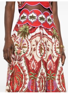 farm rio falda mujer odara red scallops midi skirt - 344016 26078