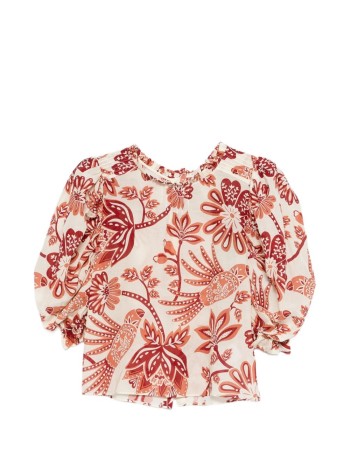 farm rio t-shirt womanflowerful birds beige blouse - 344000 26040