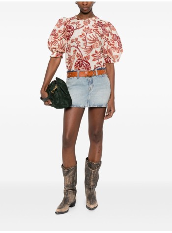 farm rio t-shirt womanflowerful birds beige blouse - 344000 26040 2
