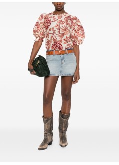 farm rio blusa mujer flowerful birds beige blouse - 344000 26040