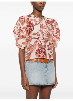 farm rio blusa mujer flowerful birds beige blouse - 344000 26040
