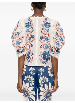 farm rio blusa mujer renata floral sand blouse - 344127 26089