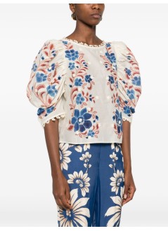 farm rio blusa mujer renata floral sand blouse - 344127 26089