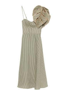 farm rio vestido mujer striped monstera leaf sleeveless midi dress - 344014 l0013