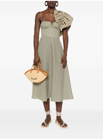 farm rio dress womanstriped monstera leaf sleeveless midi dress - 344014 l0013 2
