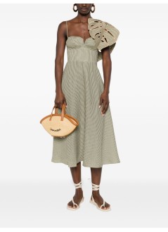 farm rio vestido mujer striped monstera leaf sleeveless midi dress - 344014 l0013