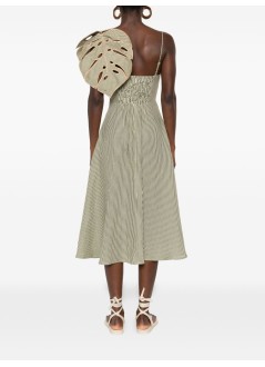 farm rio vestido mujer striped monstera leaf sleeveless midi dress - 344014 l0013