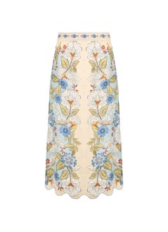 farm rio falda mujer garden scarf blue midi skirt - 350503 26046