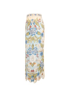 farm rio falda mujer garden scarf blue midi skirt - 350503 26046