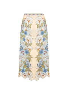farm rio falda mujer garden scarf blue midi skirt - 350503 26046