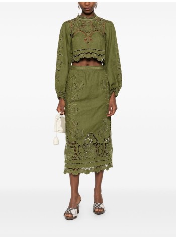 farm rio skirt womanmajestic garden green richelieu skirt - 344609 l0013 2