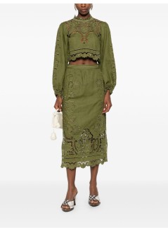 farm rio falda mujer majestic garden green richelieu skirt - 344609 l0013