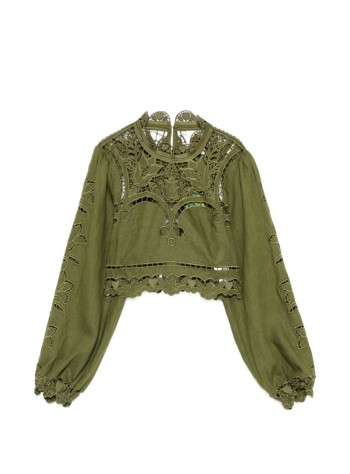 farm rio t-shirt womanmajestic garden green richelieu blouse - 344608 l0013