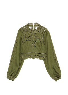 farm rio blusa mujer majestic garden green richelieu blouse - 344608 l0013