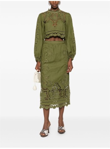 farm rio t-shirt womanmajestic garden green richelieu blouse - 344608 l0013 2