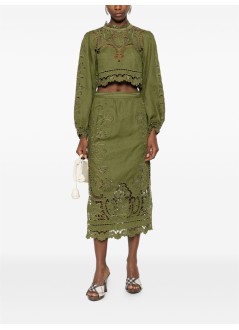 farm rio blusa mujer majestic garden green richelieu blouse - 344608 l0013