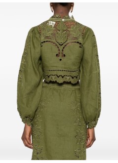 farm rio blusa mujer majestic garden green richelieu blouse - 344608 l0013