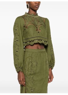 farm rio blusa mujer majestic garden green richelieu blouse - 344608 l0013