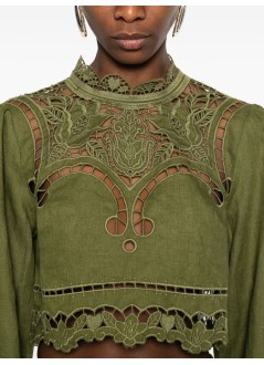 farm rio blusa mujer majestic garden green richelieu blouse - 344608 l0013